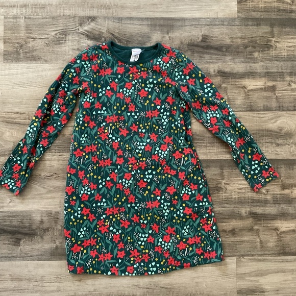 Hanna Andersson Celebration Twirl Green Poinsettia Patch Christmas Dress 8 - Picture 1 of 3